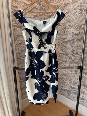 Bardot Navy & White Floral Off-Shoulder Midi Dress